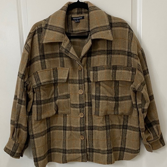 Hers & Mine Jackets & Blazers - Kersh Plaid Utility Jacket - Brown and Black